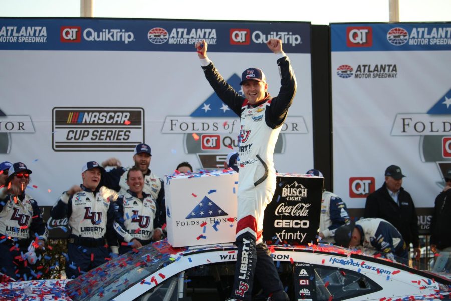 William Byron celebrates with his pit crew in Victory Lane. This is Byron’s third victory in 149 Cup Series starts. “Daytona and Talladega, when you get single file you can relax, today you were constantly working to stay single file,” Byron said. “…[P]retty crazy race but great to come out on top.”