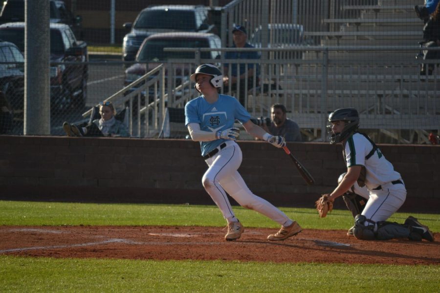 Freshman Kyle Rudolph swings at a McIntosh pitch. An unrelenting Panther offense propelled them to victory over McIntosh. 