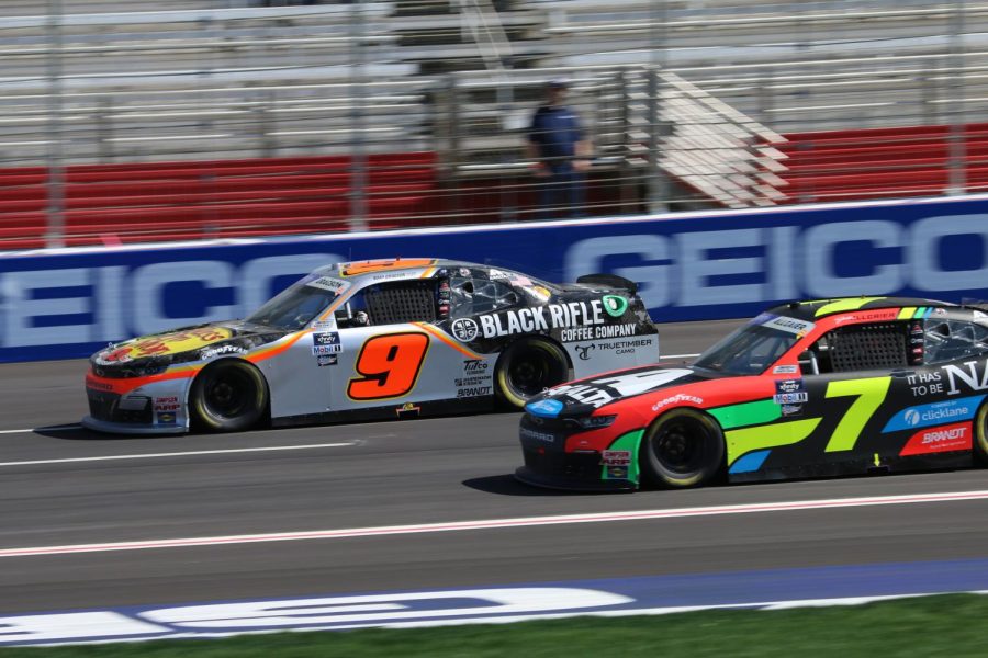 JR Motorsports teammates Noah Gragson and Justin Allgaier race side by side during the only Xfinity Series practice session. Gragson finished the practice session in second, while Allgaier finished in 13th. After NASCAR replaced qualifying with a practice session due to Friday’s rain, Gragson will lead the field to the green flag in the Nalley Cars 250.