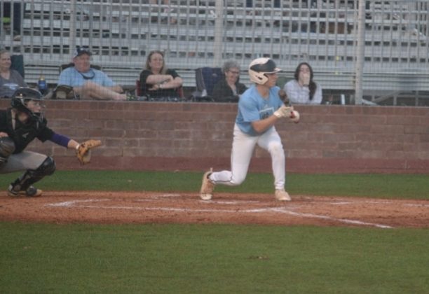 Sophomore Charlie Clem lays down for a bunt. Solid hitting and small ball propelled the Panthers to a 7-5 win over Upson Lee. 