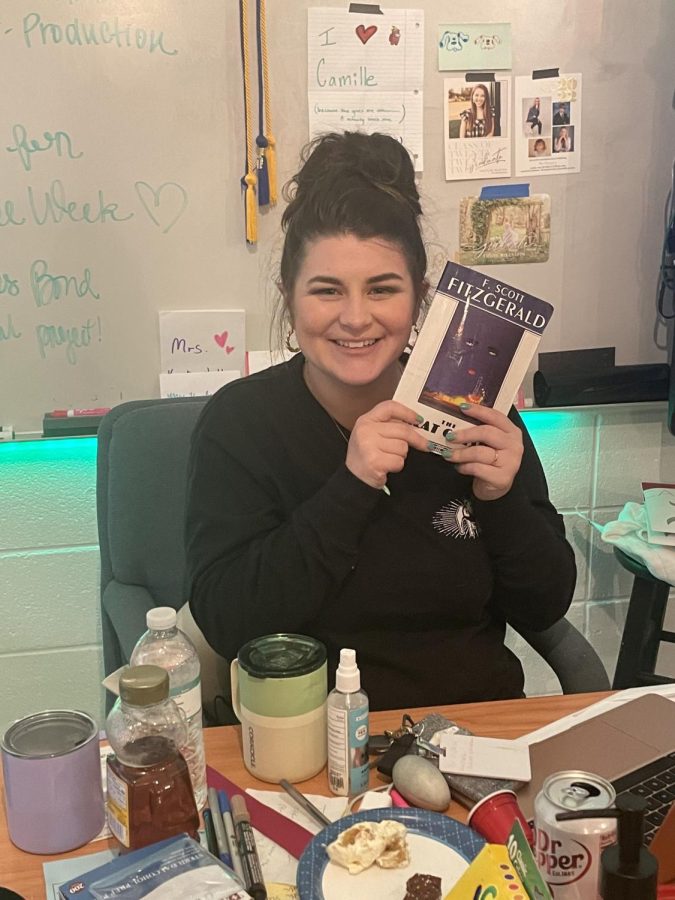 Drama teacher Lauren Kuykendall enjoys the book “The Great Gatsby” by F. Scott Fitzgerald. The book follows the story of Nick Carraway as he discovers the life of the wealthy is not as glamorous as it seems.