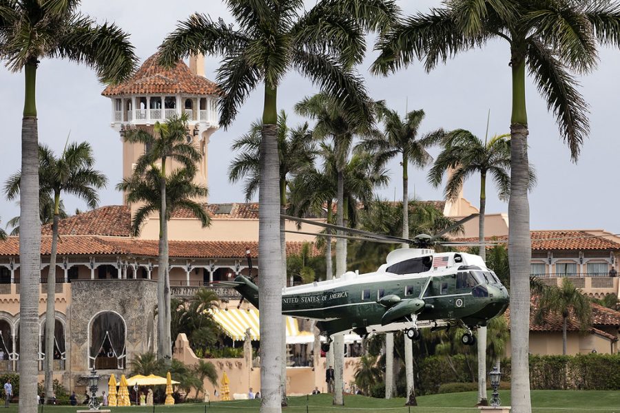 Donald+Trump+arrives+at+his+Florida+home%2C+Mar+a+lago.+The+FBI+has+raided+Mar+a+lago+which+is+a+tipping+point+of+politication+for+how+it+treats+cases+differently+between+the+two+political+parties.+