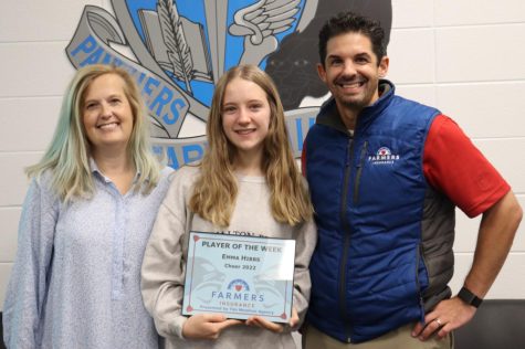 Senior Emma Hibbs has been selected as the 12th Farmers Insurance Player of the Week for the fall sports season. Hibbs was chosen by head coach Mandy Ratliff for her working hard with her teammates. 