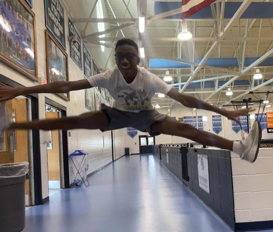 October 28, 2022 - Freshman Josiah Martin jumps in excitement for the Homecoming game today. Martin will represent the Class of 2026 as part of the Homecoming court.