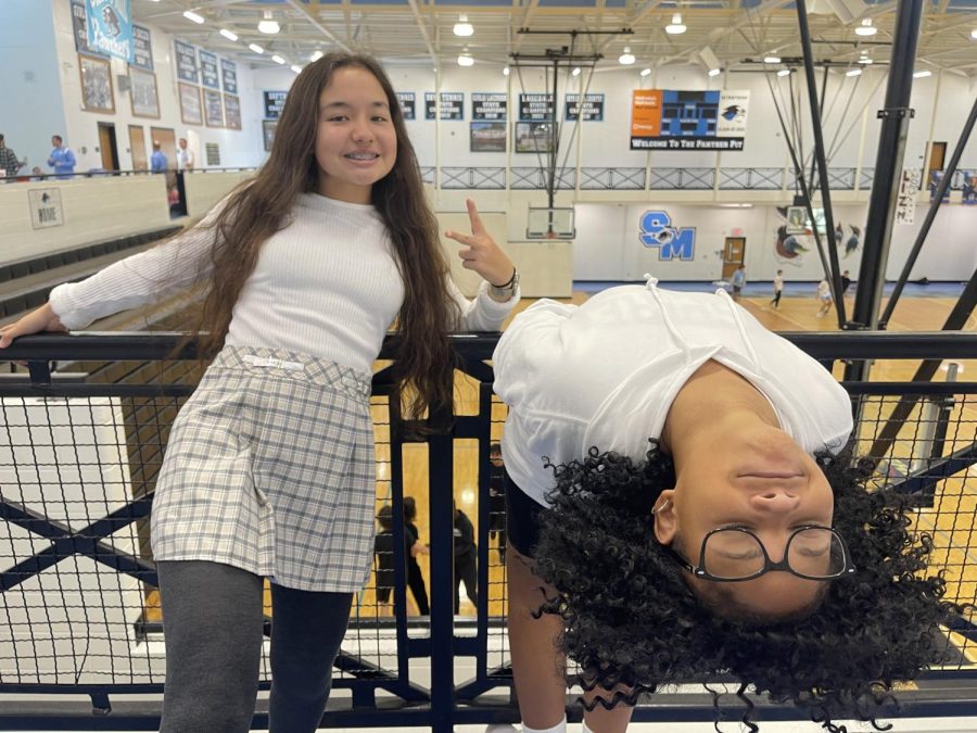October 28, 2022- Freshmen Heidi Locker and Courtney Blanks show their school spirit by dressing in white for the freshman class.  Each grade level had a color to wear for Spirit Day. Freshmen wore white, sophomores black, and juniors blue.