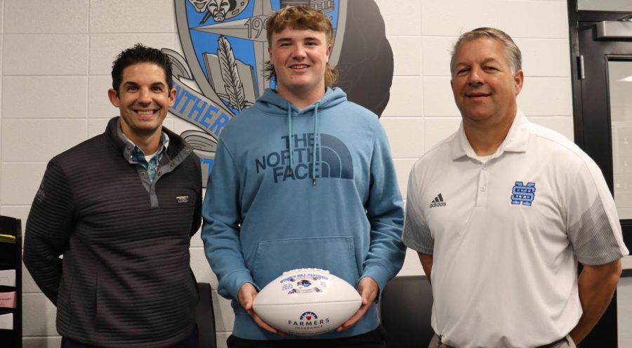 Senior William Thomas has been selected as the 14th Farmers Insurance Player of the Week for the fall sports season. Thomas was chosen by head coach Chad Phillips for his good influence toward the younger players on the team. 