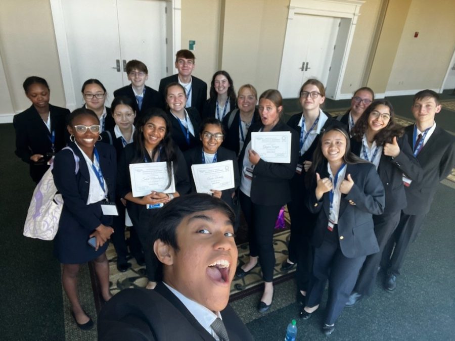 HOSA members take a group photo at their annual leadership conference in Athens, Georgia. Starr’s Mill placed 4th with the recruitment poster and 5th with the mental health action digital brochure.