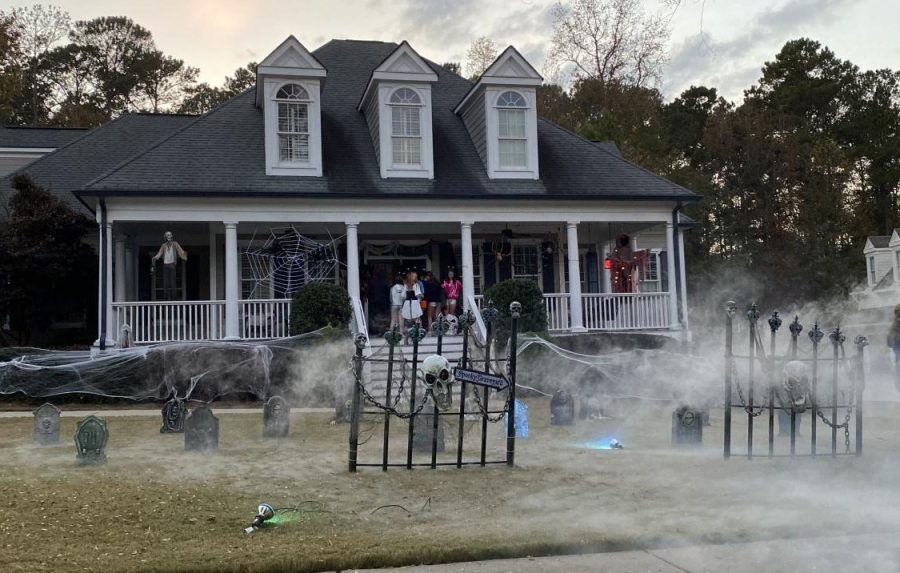 A lot of kids go trick and treating at houses decorated with Halloween themes in Highgrove. As an exchange student, this was my first experience with the American Halloween and people go all in.   