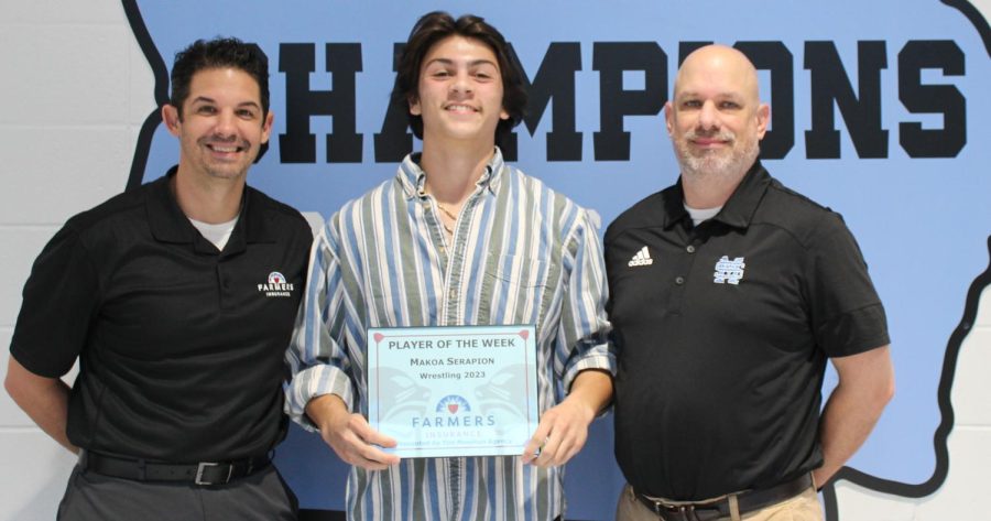 Junior Makoa Serapion has been selected as the seventh Farmers Insurance Player of the Week for the winter sports season. Serapion was chosen by head coach John Steiner for the excitement and intensity he brings to the team.