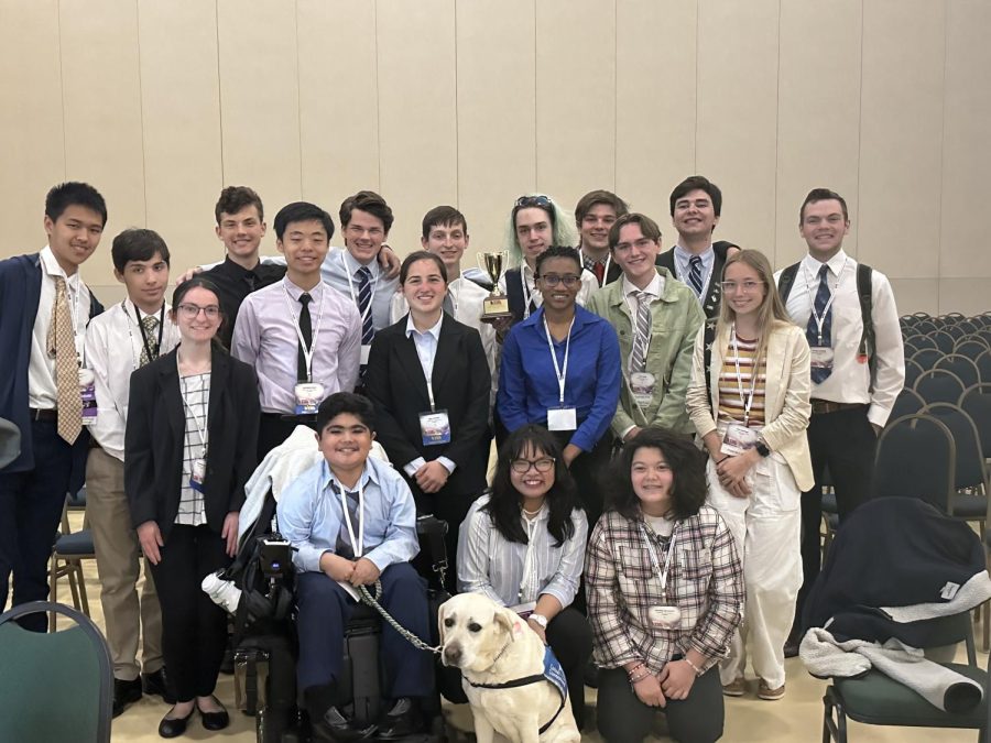 Members of the Starr’s Mill TSA team pose together for a group photo. Multiple students placed in the top ten, including second place for Fashion Design and Technology.