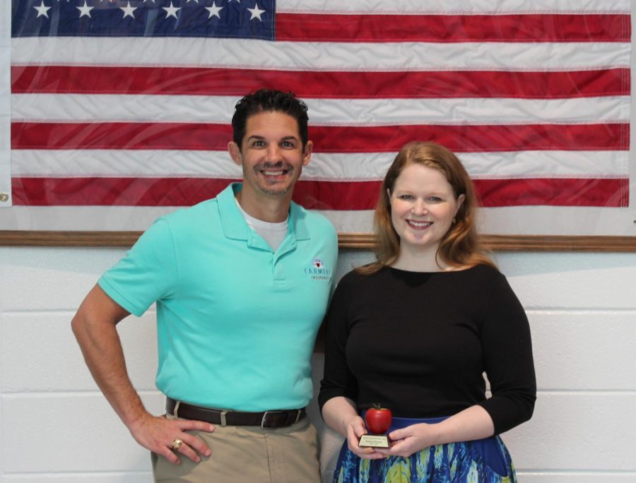 History teacher Rebecca Rickeard is March’s Golden Apple recipient. She was selected by last month’s recipient Jill Snelgrove for her positive teaching style.