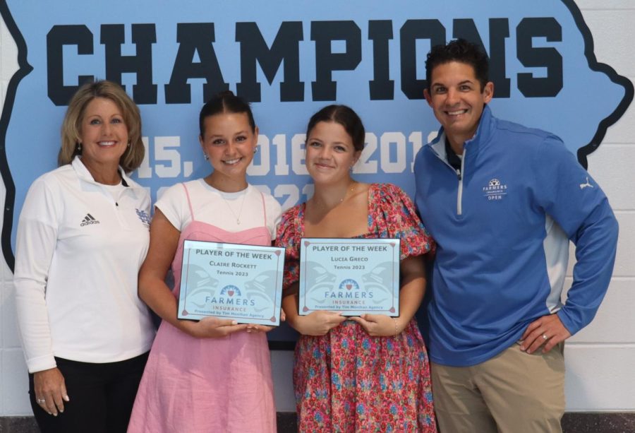 Seniors Lucia Greco and Claire Rockett have been selected as the ninth Player of the Week for the spring sports season. Coach Evert selected Greco and Rockett because of their sportsmanship and veteran leadership on the team.