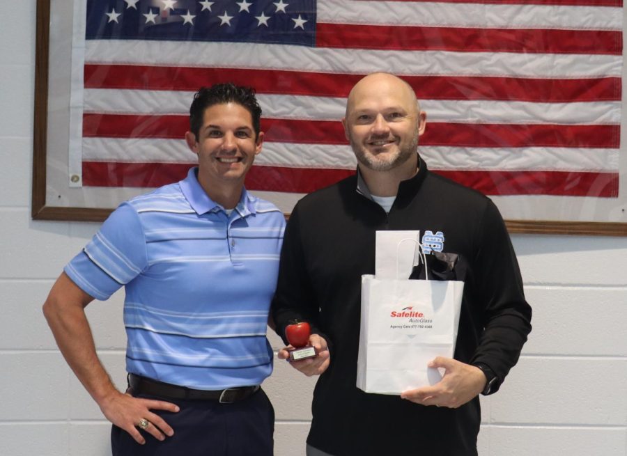 History teacher Josh Reeves is May’s Golden Apple recipient. He was selected by last months winner Anna Martin for his approach to teaching and how he interacts with his students. 