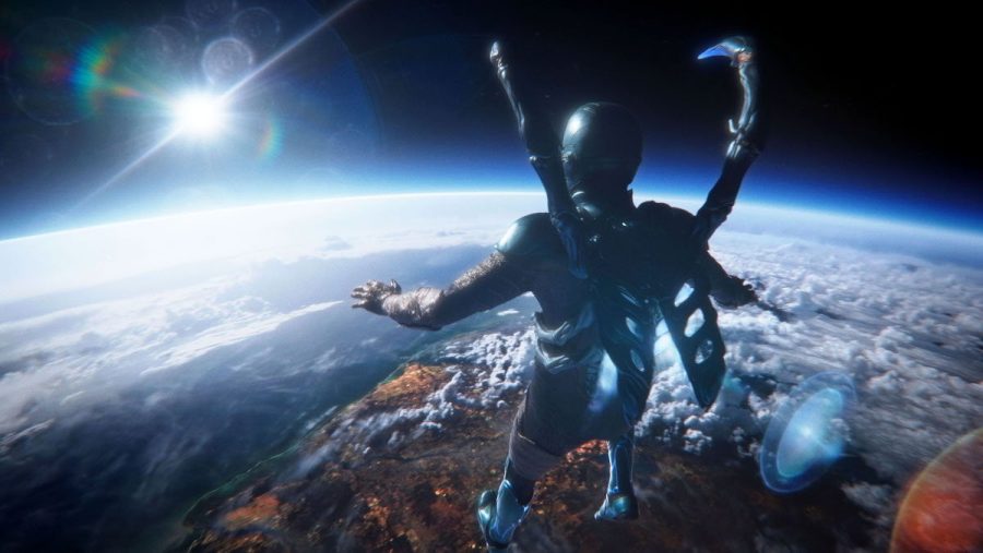 Reyes after being carried into space by Khaji Da. DC’s latest movie “Blue Beetle” is a wonderful movie because of its characters and setting but would benefit from more development in its romance subplot and villain.
