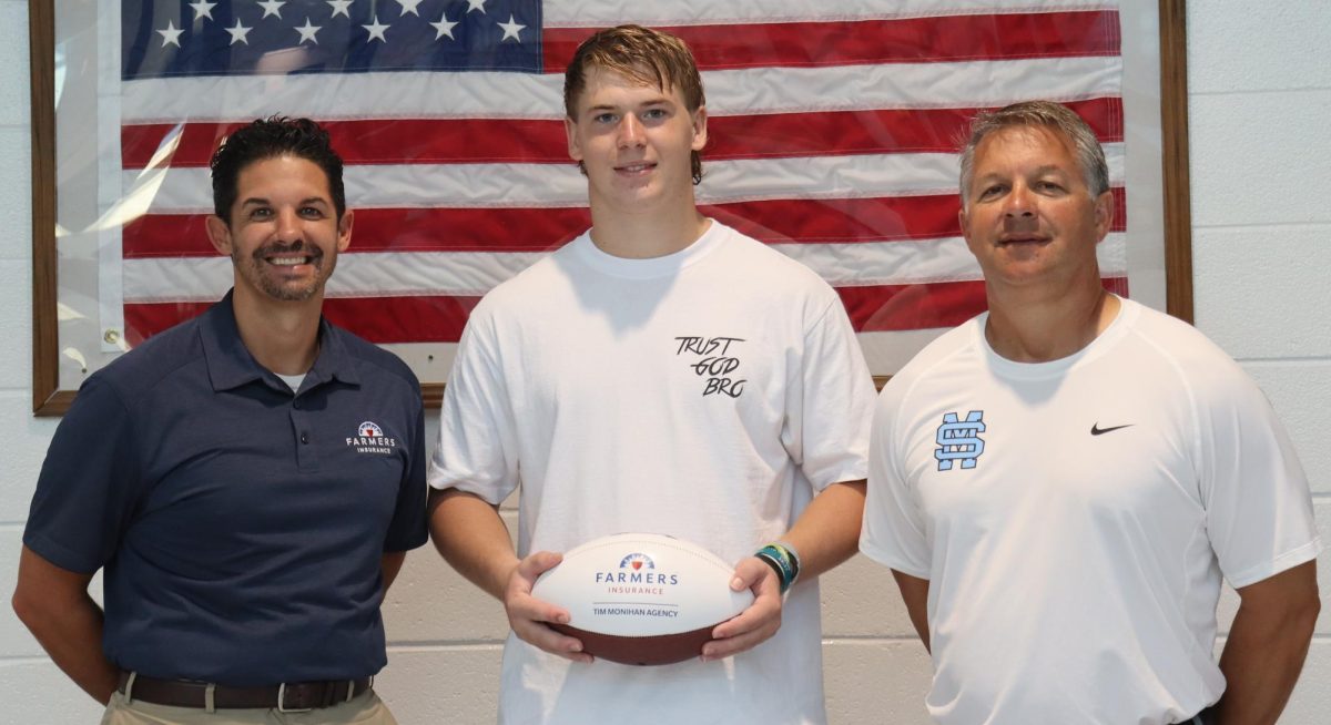 Senior Carson Schmidlkofer has been selected as this week’s Farmers Insurance Player of the Week for the fall season. Schmidlkofer had two tackles for loss and two pressures in last weekend’s 28-21 loss to East Coweta.
