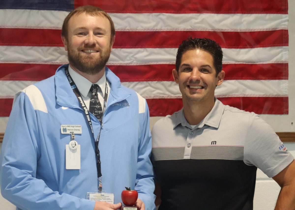 English teacher Patrick Cheney is August’s Golden Apple recipient. He was selected by May’s winner Josh Reeves for his friendly approach to teaching and helping him and his students.