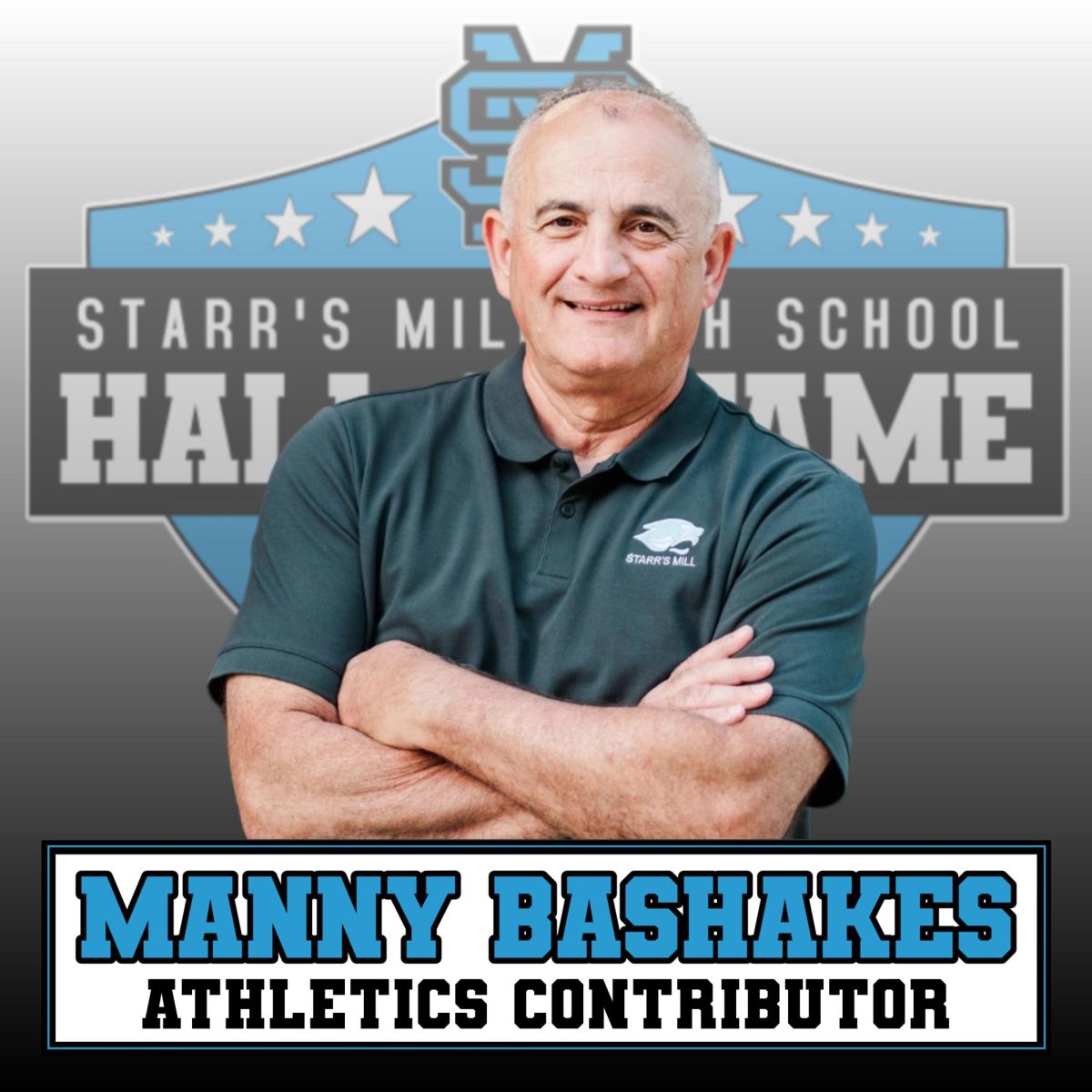 Manny Bashakes is an inductee into the inaugural class of the Starr’s Mill Hall of Fame. Although Bashakes never attended Starr’s Mill, he played a significant role in helping to kick off school sports by volunteering in field maintenance. Bashakes has been maintaining the practice fields for nearly thirty years, and continues to maintain the fields and equipment at least once a week.