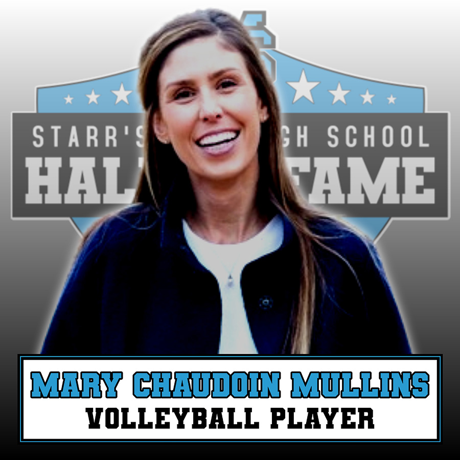 Mary Chaudoin Mullins is an inductee into the inaugural class of the Starr’s Mill Hall of Fame. Mullins played varsity volleyball all four years at Starr’s Mill and graduated in 2008. She went on to attend Indiana University to play volleyball. She currently works for kids2, an online kids store. 
