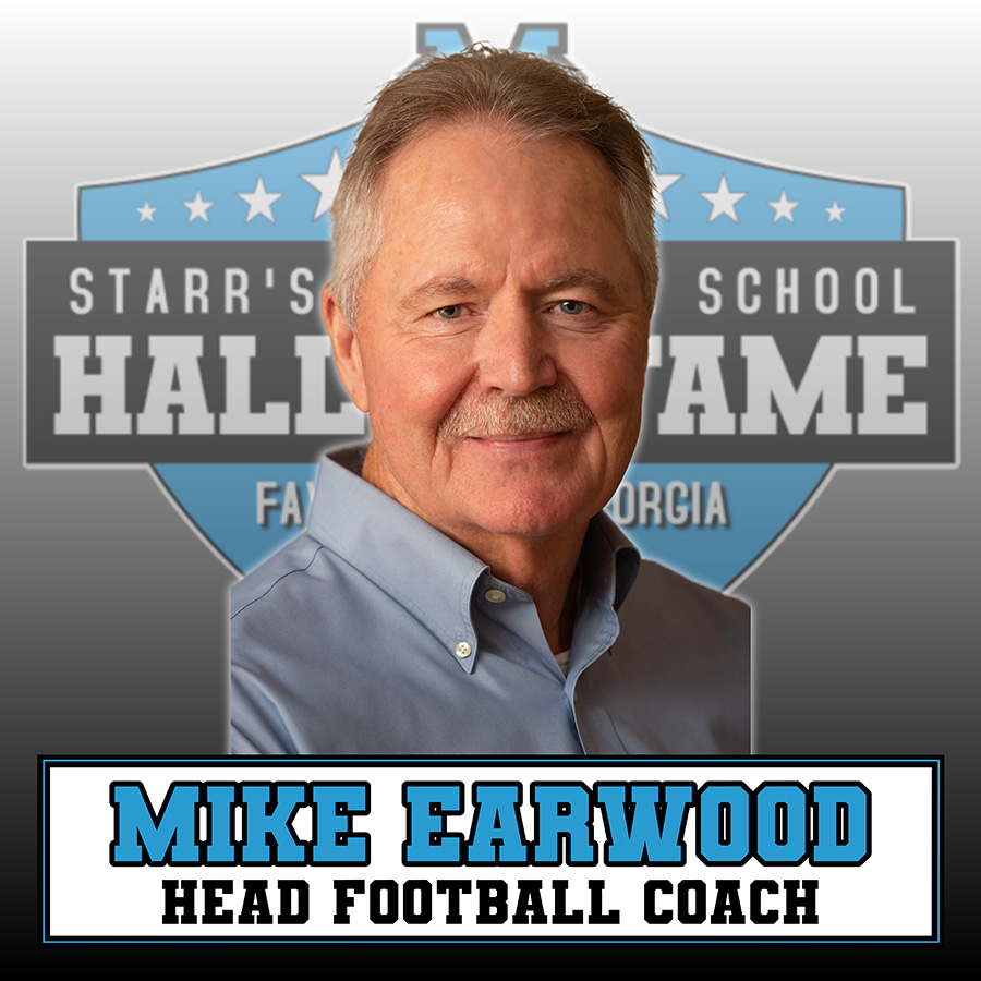 Mike Earwood is an inductee into the inaugural class of the Starr’s Mill Hall of Fame. Earwood is credited for being the first Starr’s Mill high school football coach as well as the first athletic director. While head coach, Earwood worked with current head coach Chad Philips to build the football team from scratch as well as build Panther Stadium.
