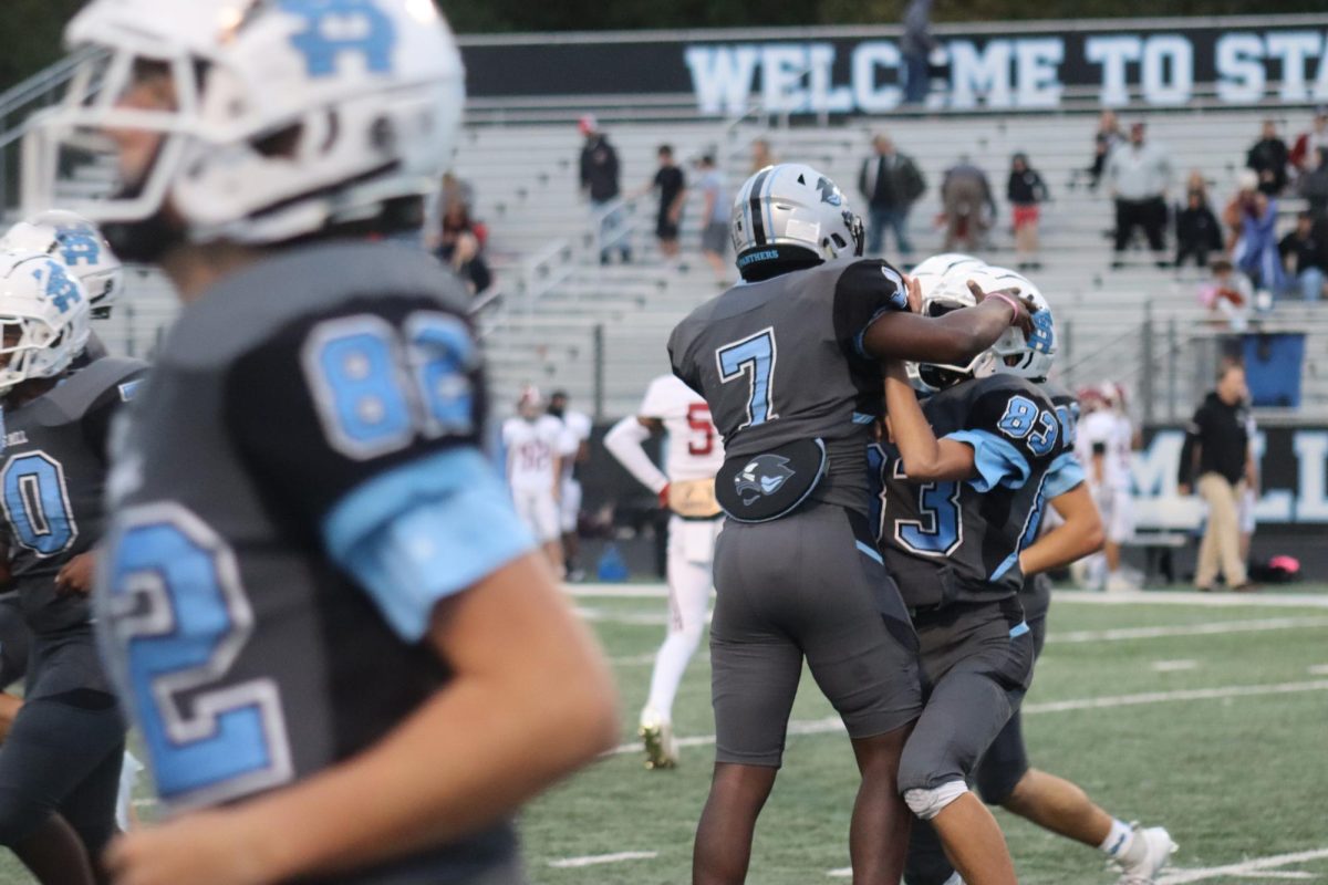 Junior Jeremiah Potter celebrates the win after a challenging back and forth game against Northgate. Potter scored twice in the win. Starr’s Mill JV football has now won three consecutive games.