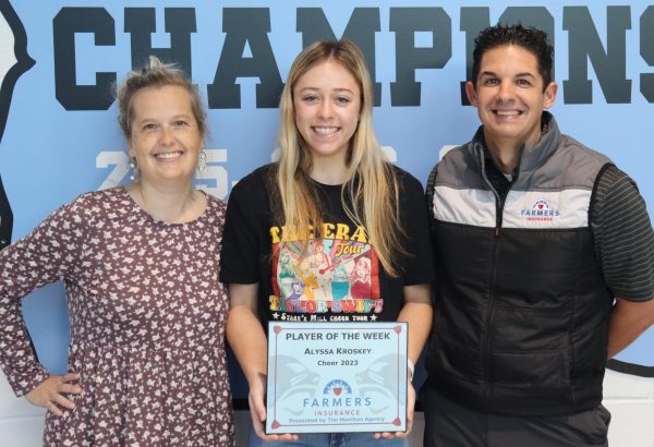Senior Alyssa Kroskey has been selected as the 15th Farmers Insurance Player of the Week for the fall sports season. Kroskey was chosen by head coach Mandy Ratliff for the dedication and leadership she has shown on the team. 