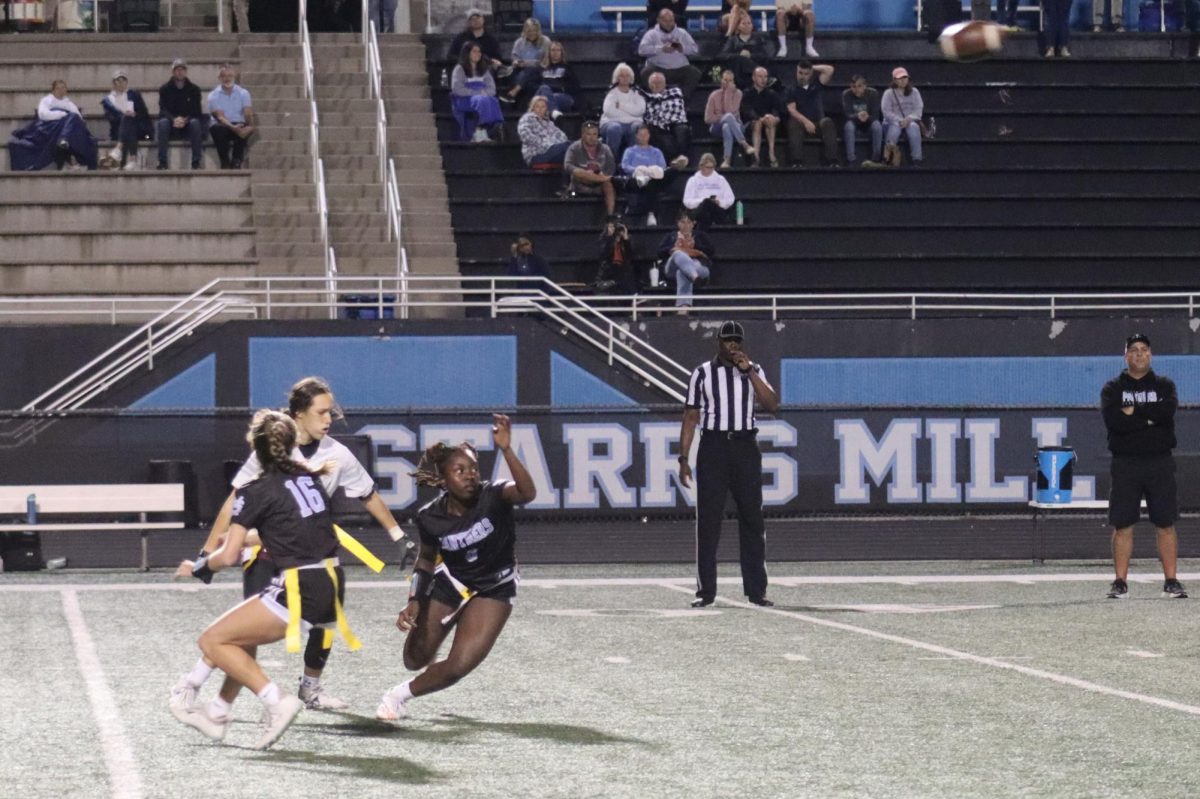 Senior Jae Ardoin makes a cut in her route to try and get open for the pass. Ardoin and fellow senior Carsen McEver both earned selections to participate in the 2023 flag football all-star game. 