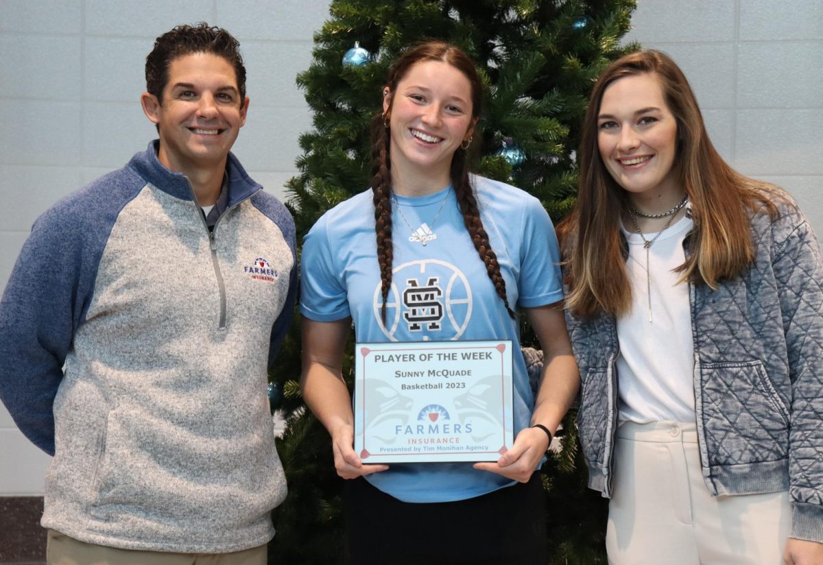 Senior Sunny McQuade has been selected as the third Farmers Insurance Player of the Week for the winter sports season. McQuade was chosen by head coach A.C. Atha for her leadership and hard work on and off the court. 