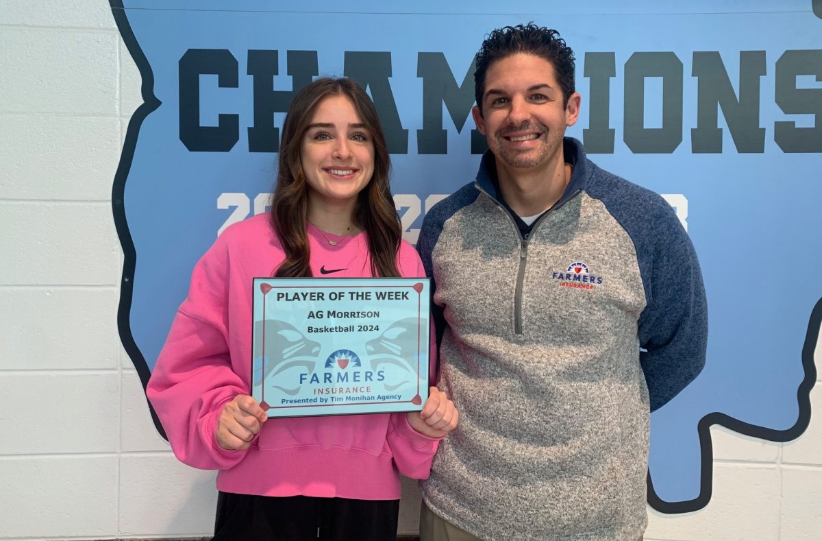 Sophomore Addi-Grace Morrison has been selected as the 12th Farmers Insurance Player of the Week for the winter sports season. Varsity girls basketball head coach Anna Atha selected Morrison because of her ongoing energy on the court and her dedication to her team. 
