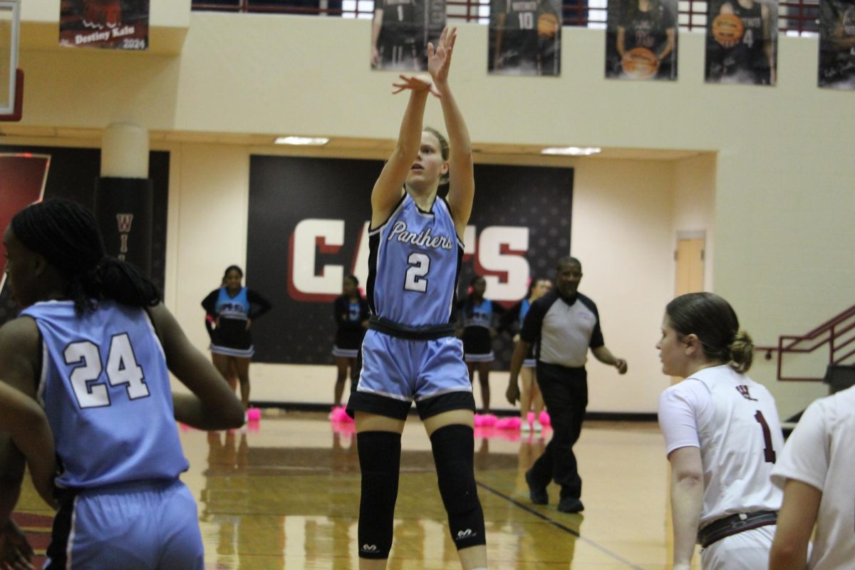 Senior Brooke Herdman attempts a shot during last Friday’s game against the Lady Wildcats. Herdman led the team with 13 points as Starr’s Mill defeated Whitewater 69-23.