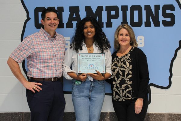 Senior Vaishnavi Jayakumar has been chosen as the fifth Player of the Week for the spring sports season. Jayakumar was selected because she is a great leader and role model to the other athletes on the team.