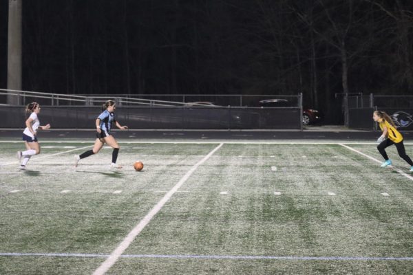 Sophomore Kendra Ivaska dribbles toward the goal. Ivaska scored four of the team’s 10 goals in a game shortened by mercy rule. Starr’s Mill has won three games this season via mercy rule.