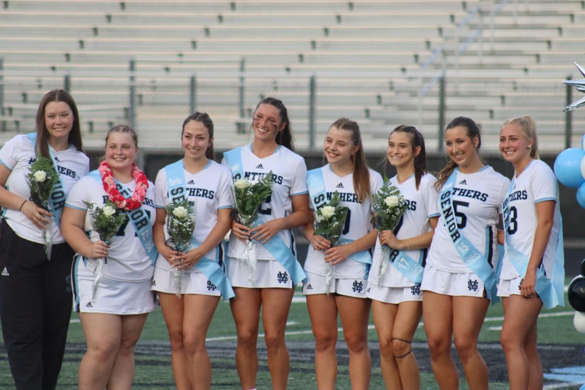 Seniors+Samantha+Corkill%2C+Maggie+Kluemper%2C+Carlee+Campbell%2C+Sunny+McQuade%2C+Hanna+Ukleja%2C+Erin+Stone%2C+Gianna+Jimenez%2C+and+Emma+Frank+were+honored+at+senior+night+before+the+game.+The+Panthers+defeated+the+Bears%2C+12-7.+