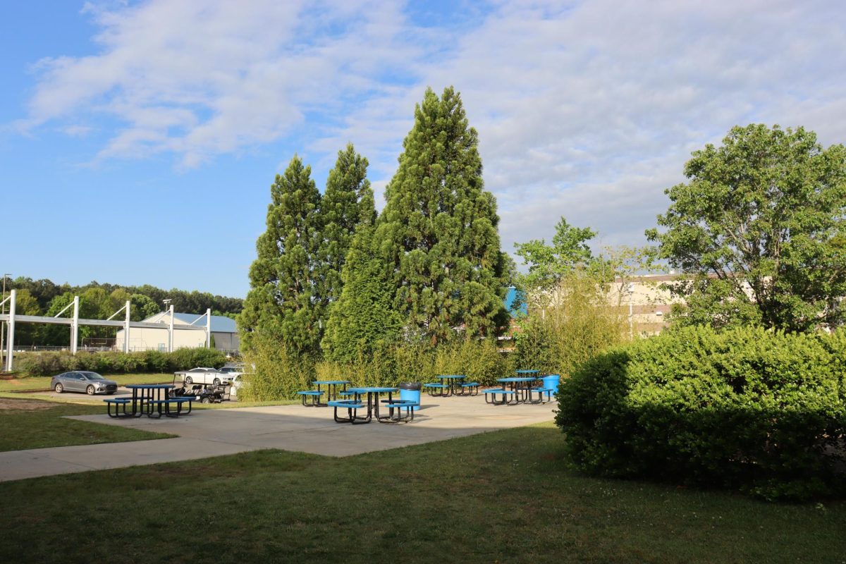 The courtyard and outside eating area will be removed to clear space for an auxiliary gym. The awning outside the gym will become an enclosed hallway. This project is set to be finished by the end of 2025.