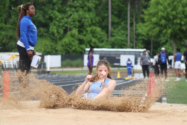 Freshman Olivia Irwin finished 15th out of 15 long jumpers. She marked 13-07.50. 