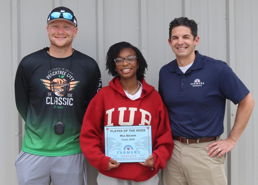 Tim Monihan and Farmers Insurance recognize senior Mia Brown as the ninth Player of the Week for the spring sports season. She was chosen because she is a reliable and driven teammate who consistently provides great results on the track.