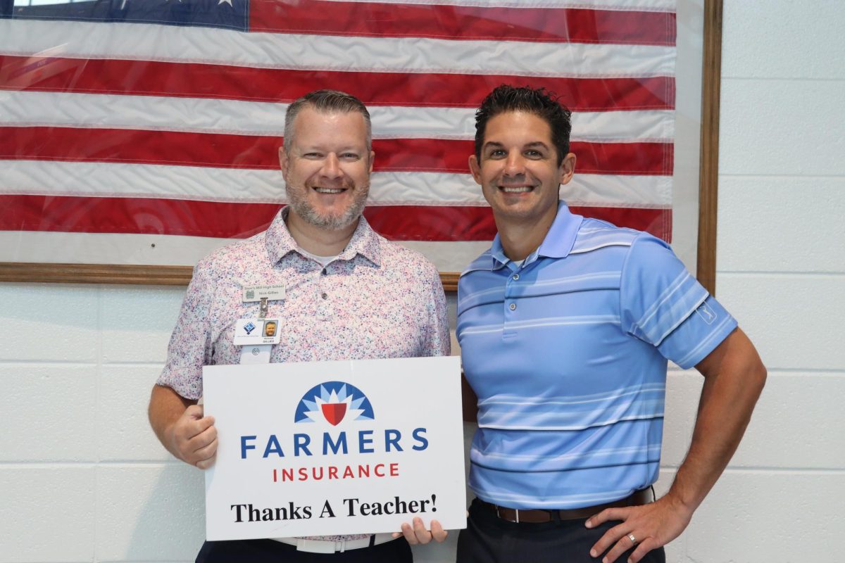 AP Physics teacher Nicholas Gillies is the August recipient of the Golden Apple award. He was selected by English teacher Brandon Kendall for his ability to make hard material easier. 