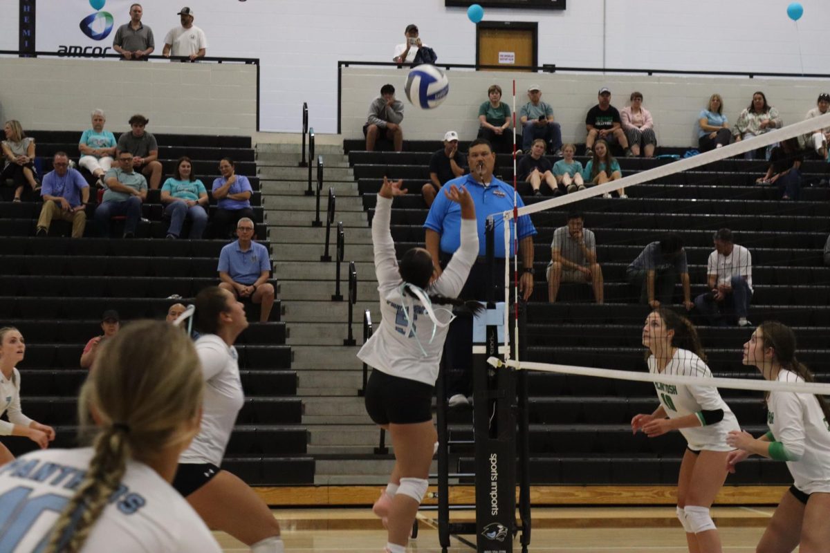 Junior Annamarie Torqueza attempts to keep the hustle going despite the intensity of their opponent. The Panthers lost to McIntosh 3-0 in the Battle of the Teal Bubble.
