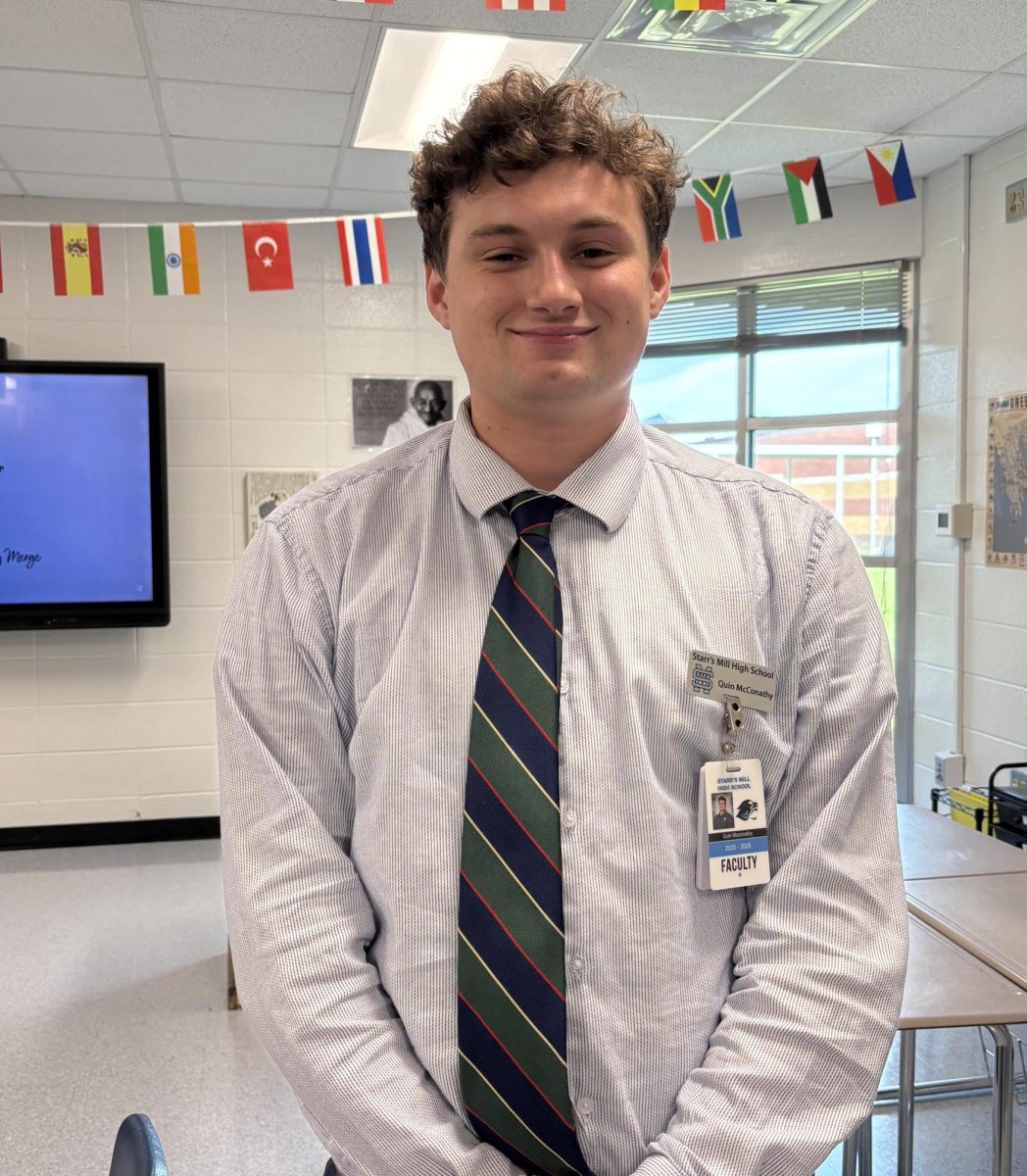Starr’s Mill welcomes 2021 alumnus Quin McConathy back to the Panther family. He will teach history classes.