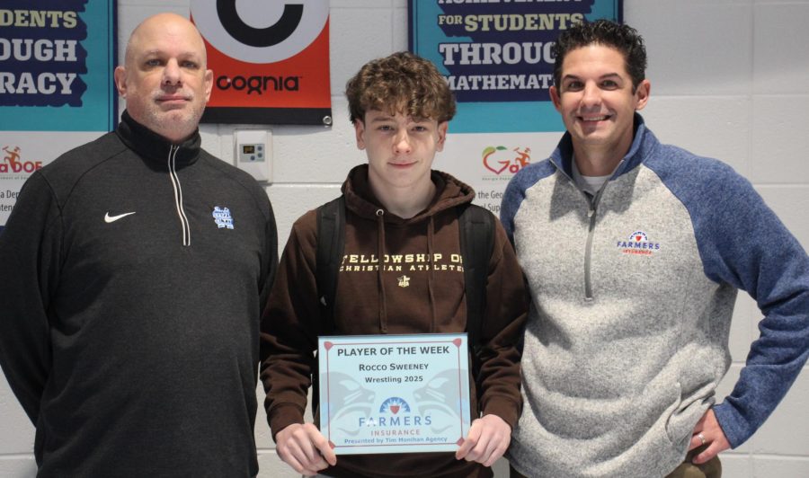 Sophomore Rocco Sweeney has been named the third Player of the Week for the winter sports season. He was chosen by head coach John Stenier for the hard work Sweeney has put in this season. 