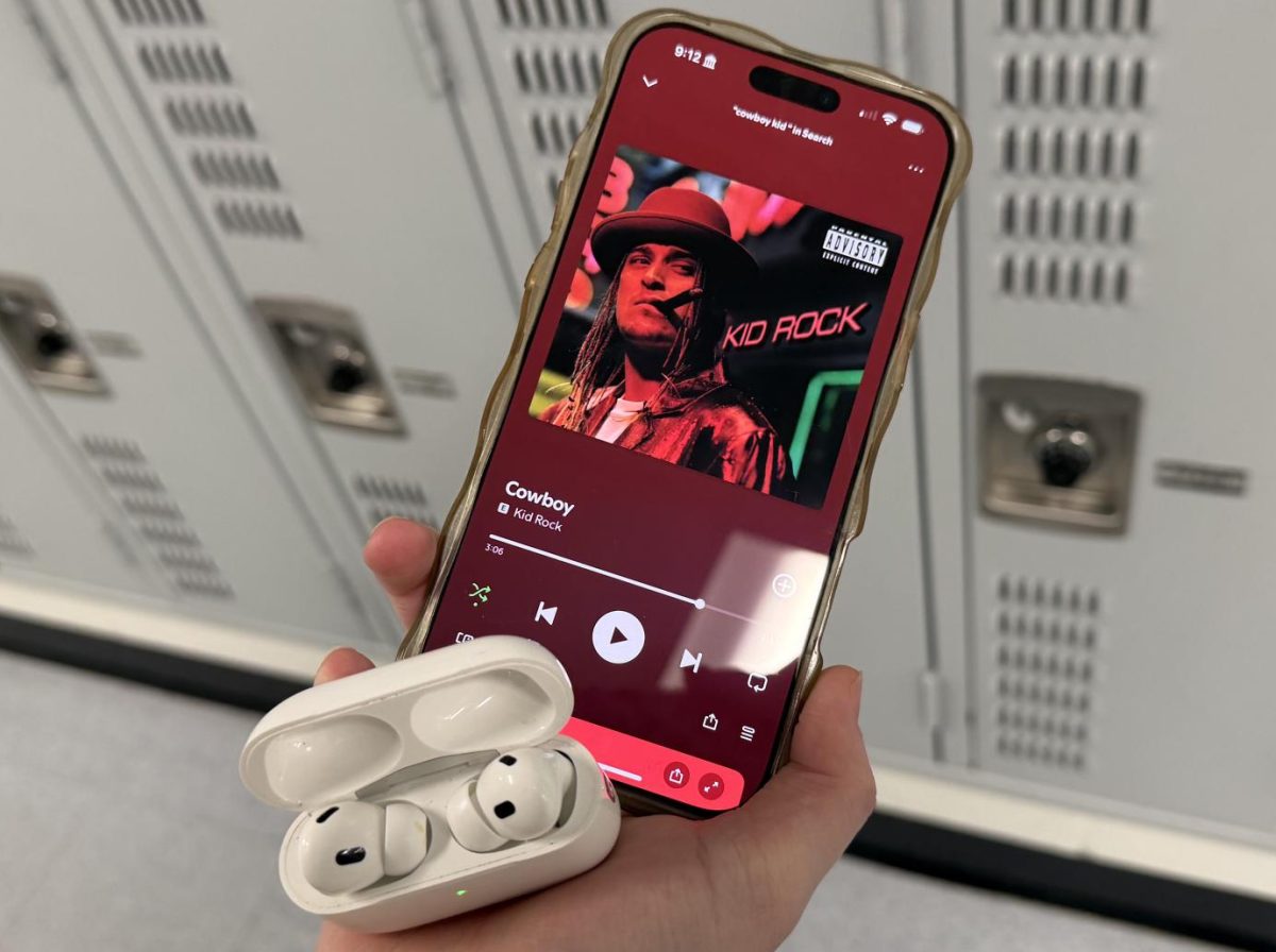 AP computer science and engineering teacher Rob Bell has recently been listening to “Cowboy” by Kid Rock. The song tells the story of a man getting himself into trouble and hanging out with women.