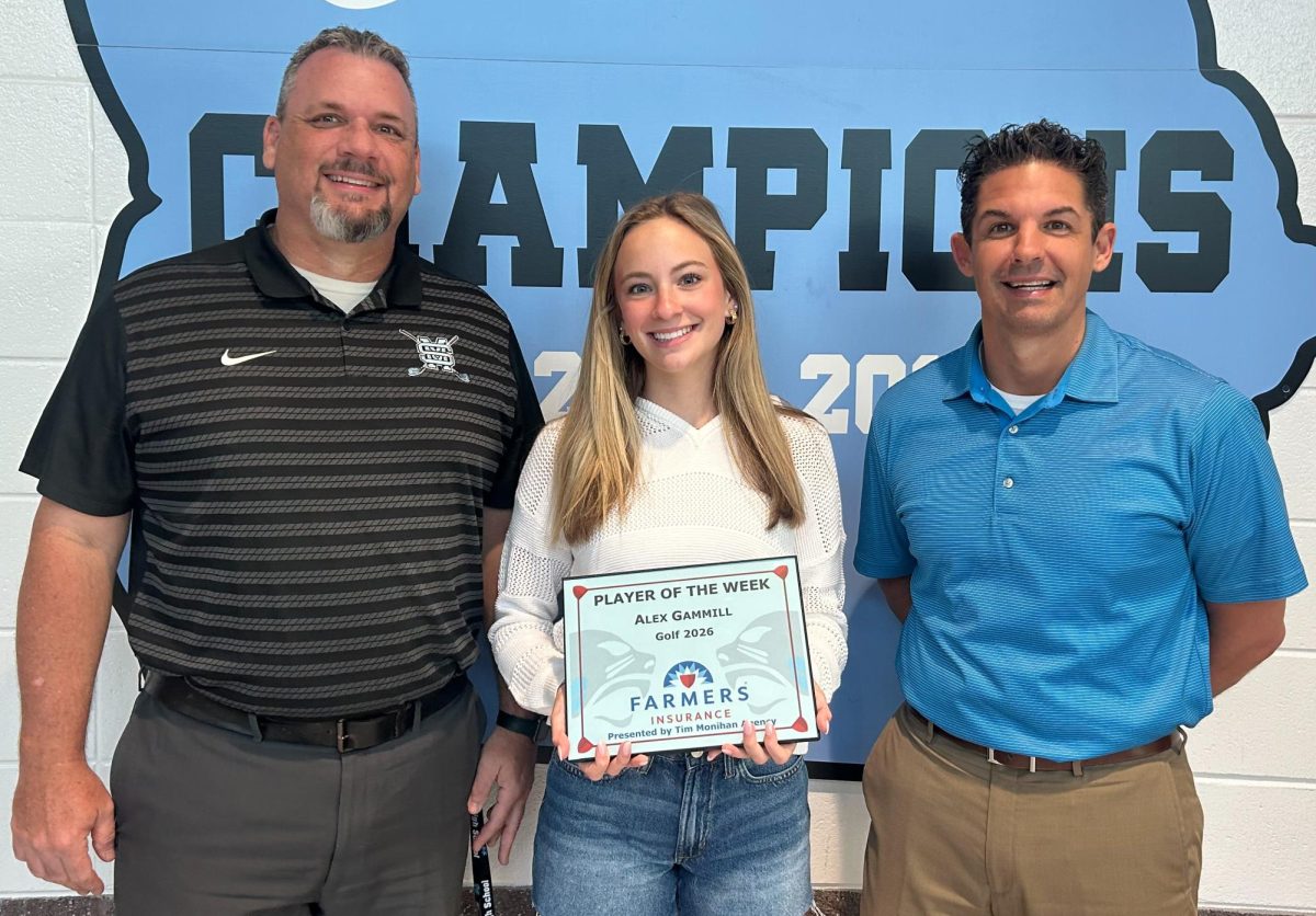 Tim Monihan and Farmers Insurance recognize junior golfer Alex Gammill as the 10th Player of the Week for the spring sports season. Head coach Jason Flowers selected Gammill for her great leadership and recent performances on the course.