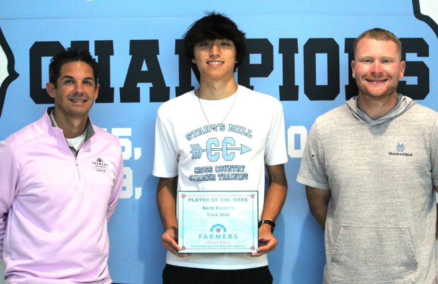 Tim Monihan and Farmers Insurance recognize senior runner Nate Pacetti as the eighth Player of the Week for the spring sports season. Head coach Brandon Frey selected Pacetti for his tremendous success and the success he brings to the rest of the team.