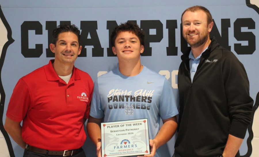 Tim Monihan and Farmers Insurance recognize senior lacrosse player Sebastian Patnubay the 12th Player of the Week for the spring season. Head coach Patrick Cheney chose Patnubay for his hard work on and off the field.
